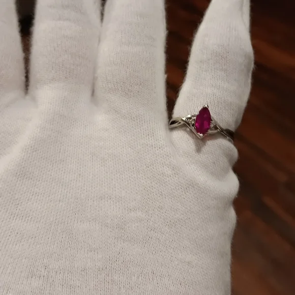 ❗️LAST DROP! 10K White Gold Ring Kay Jewelers Lab Ruby Diamonds Solid real 10kt - Picture 3 of 8